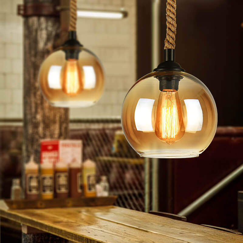 Wisząca lampa sufitowa kula retro pojedyncza oprawa