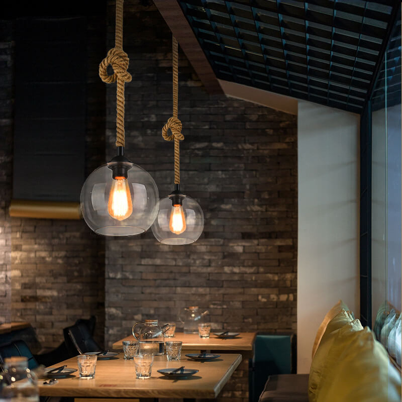 Wisząca lampa sufitowa kula retro pojedyncza oprawa