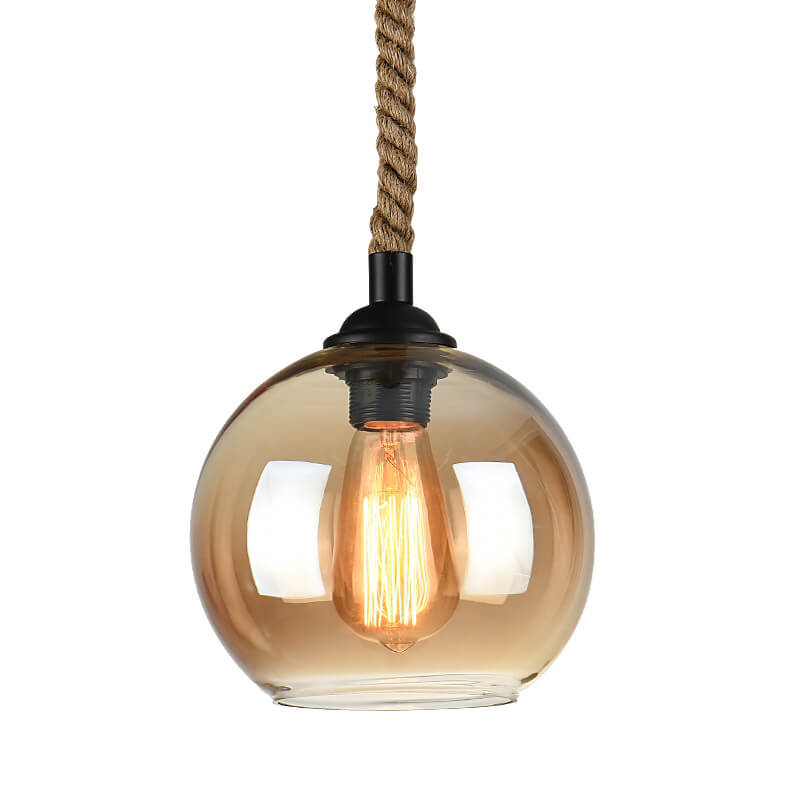 Wisząca lampa sufitowa kula retro pojedyncza oprawa