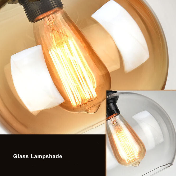 Wisząca lampa sufitowa kula retro pojedyncza oprawa