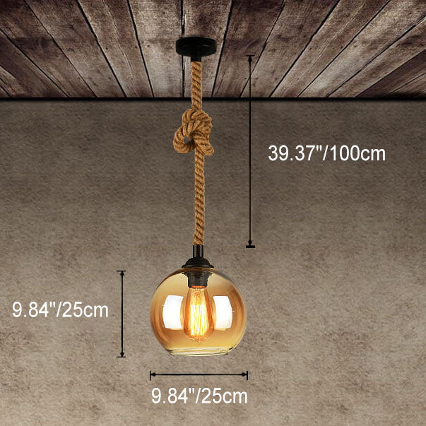 Wisząca lampa sufitowa kula retro pojedyncza oprawa