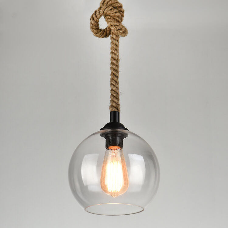 Wisząca lampa sufitowa kula retro pojedyncza oprawa