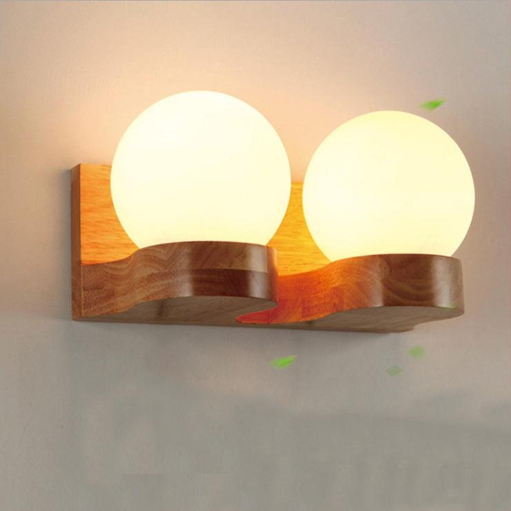 Boule moderne nordique en bois massif - Applique murale décorative