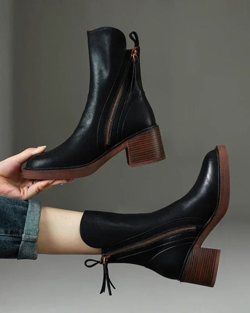 Stivaletti neri da donna con tacco a blocco – comfort e stile per tutto il giorno