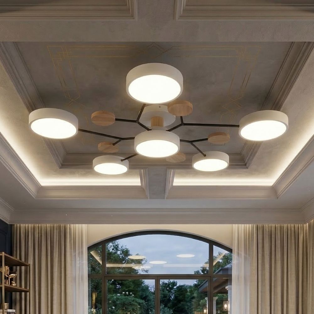 Elegante, moderne Deckenlampe mit handgefertigten Oberflächen