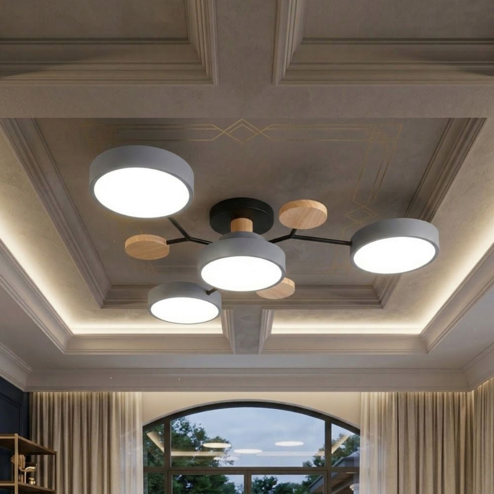 Elegante, moderne Deckenlampe mit handgefertigten Oberflächen