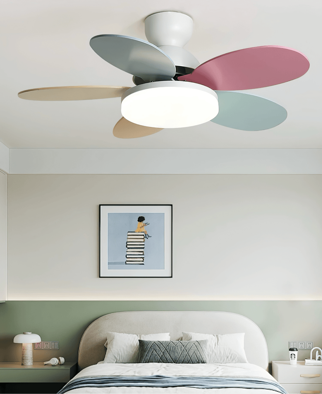 Wentylator sufitowy LED Dekoracyjna lampa sufitowa z łopatkami w kształcie płatków