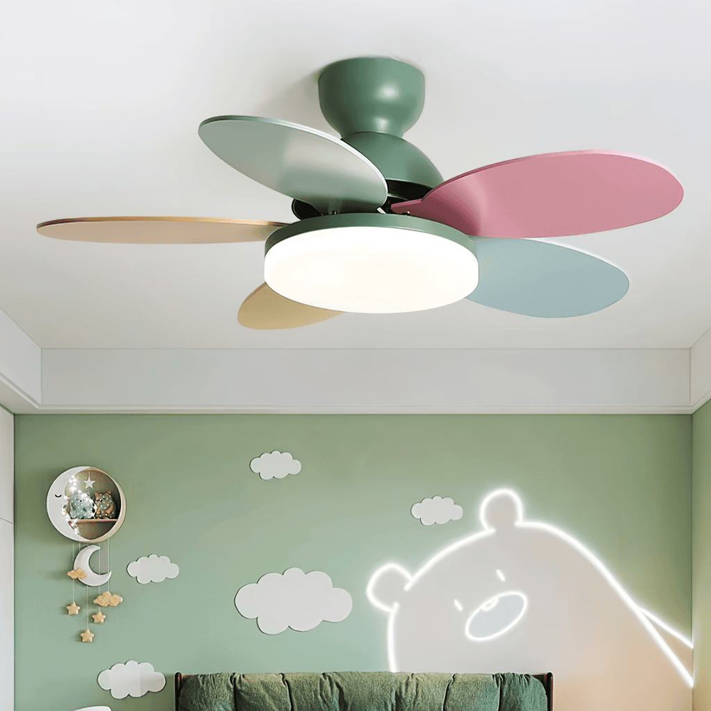 Wentylator sufitowy LED Dekoracyjna lampa sufitowa z łopatkami w kształcie płatków