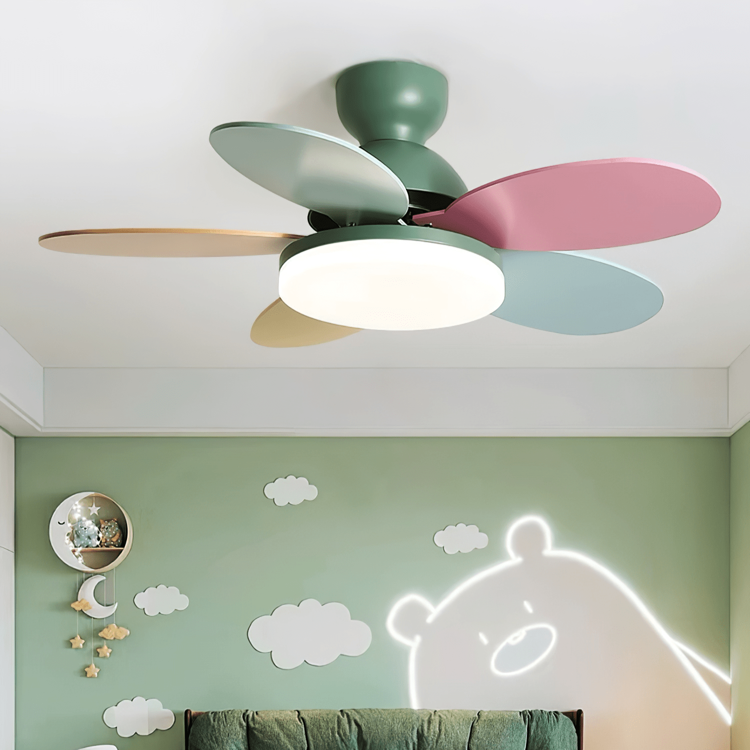 Wentylator sufitowy LED Dekoracyjna lampa sufitowa z łopatkami w kształcie płatków