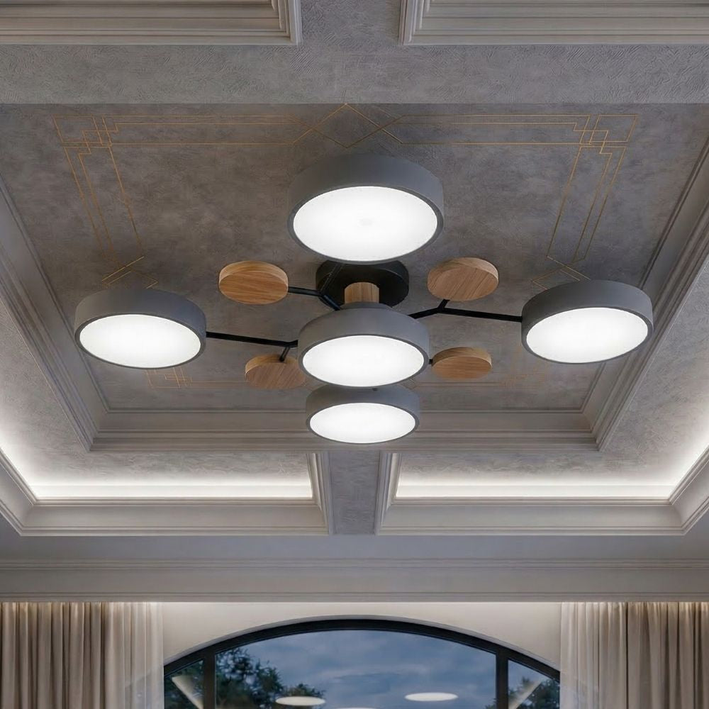 Elegante, moderne Deckenlampe mit handgefertigten Oberflächen