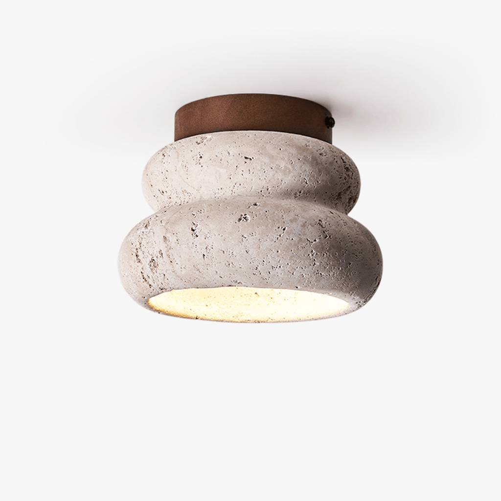 Lampe de plafond élégante en travertin – luminaire LED en pierre naturelle