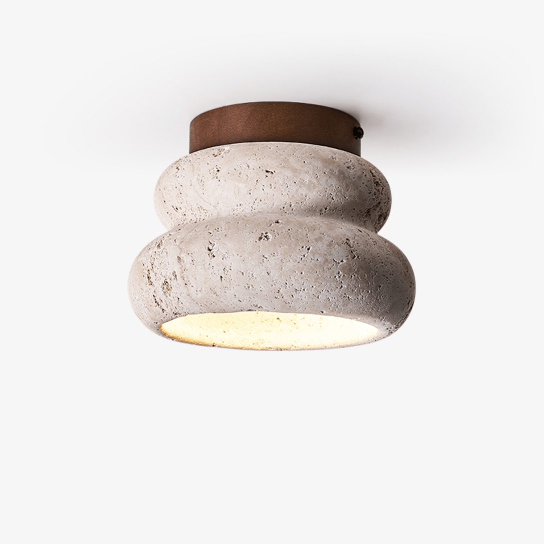 Lampe de plafond élégante en travertin – luminaire LED en pierre naturelle