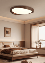 Orzechowy lampa sufitowa LED z zakrzywioną krawędzią do salonu