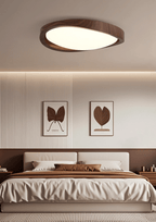 Orzechowy lampa sufitowa LED z zakrzywioną krawędzią do salonu