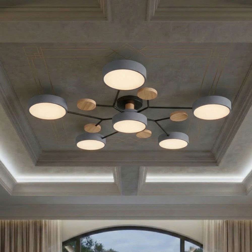 Elegante, moderne Deckenlampe mit handgefertigten Oberflächen