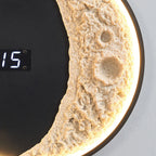 Futurystyczna lampa ścienna LED z motywem księżyca i astronauty oraz zegarem