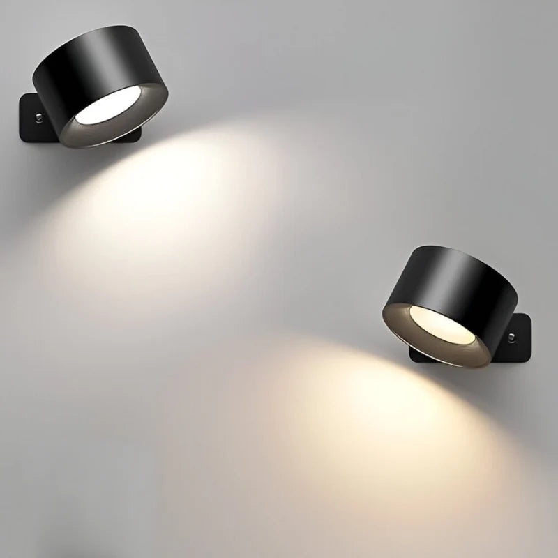 Minimalistyczna bezprzewodowa lampa ścienna z możliwością obrotu o 360°