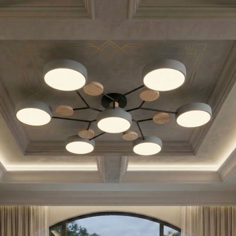 Elegante, moderne Deckenlampe mit handgefertigten Oberflächen