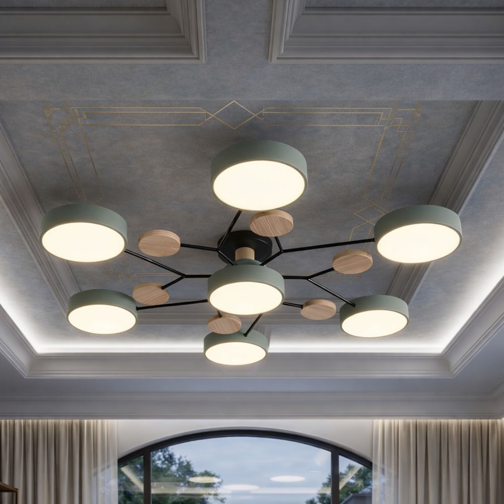 Elegante, moderne Deckenlampe mit handgefertigten Oberflächen