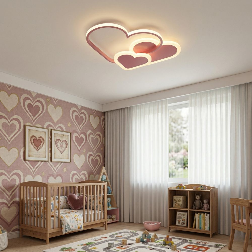 Modern heart-shaped LED ceiling lamp for ambient interior lighting