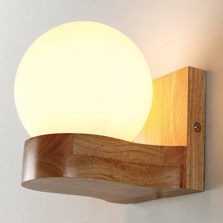 Boule moderne nordique en bois massif - Applique murale décorative