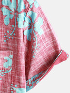 Camicia Estiva da Uomo in Stile Hawaiano con Motivo Floreale e Maniche Corte