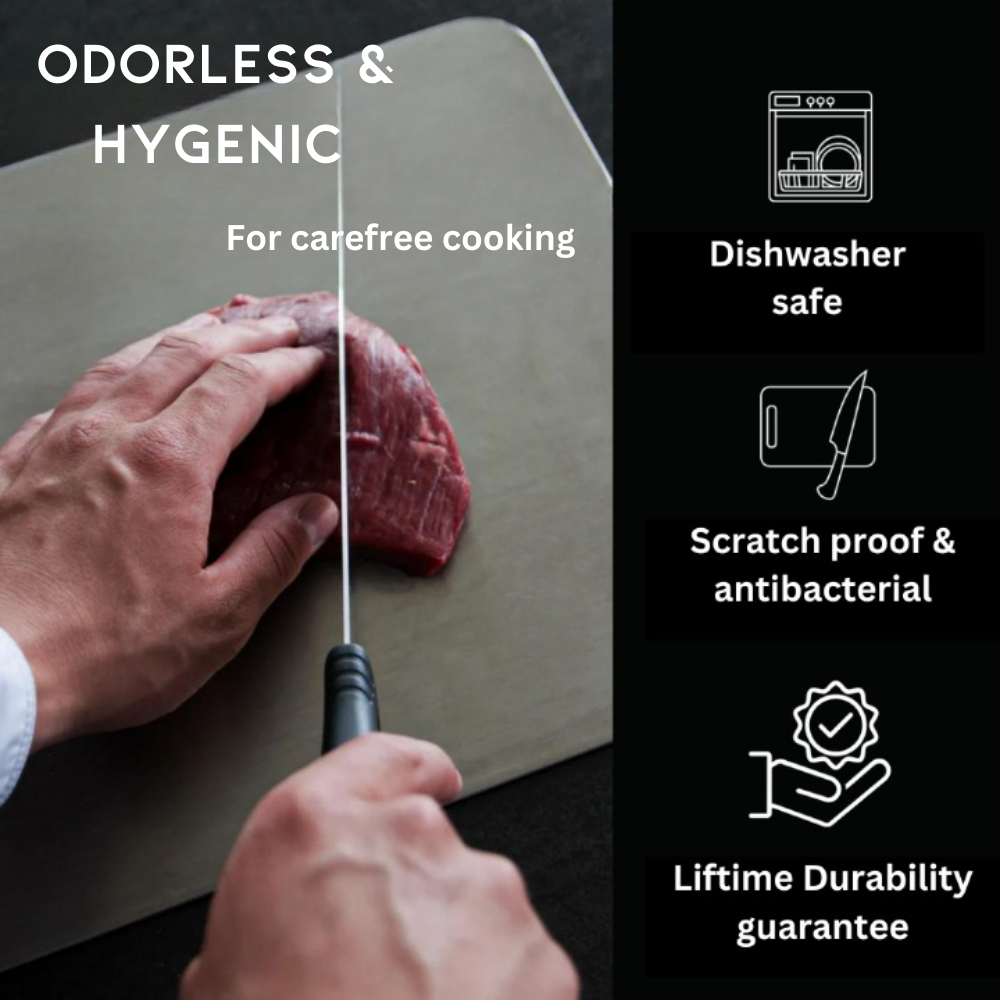 Safe Durable Non-Porous Titanium Cutting Board for Kitchen Use