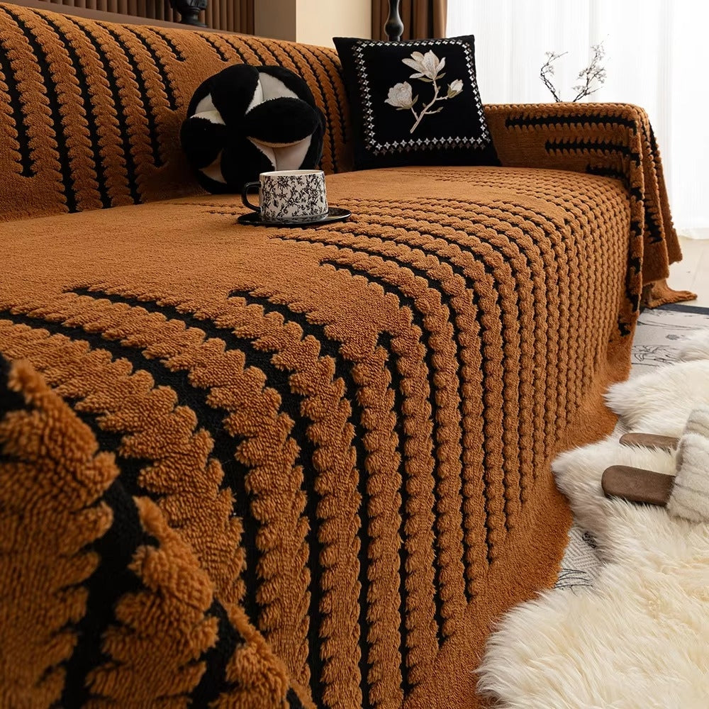 Copertura per divano retrò spessa e calda in peluche