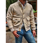 Giacca da uomo stile motociclista colore uniforme con collo alto