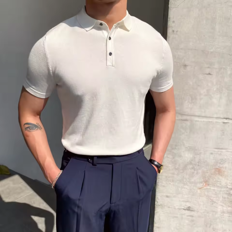 Polo da uomo manica corta taglio aderente stile casual classico