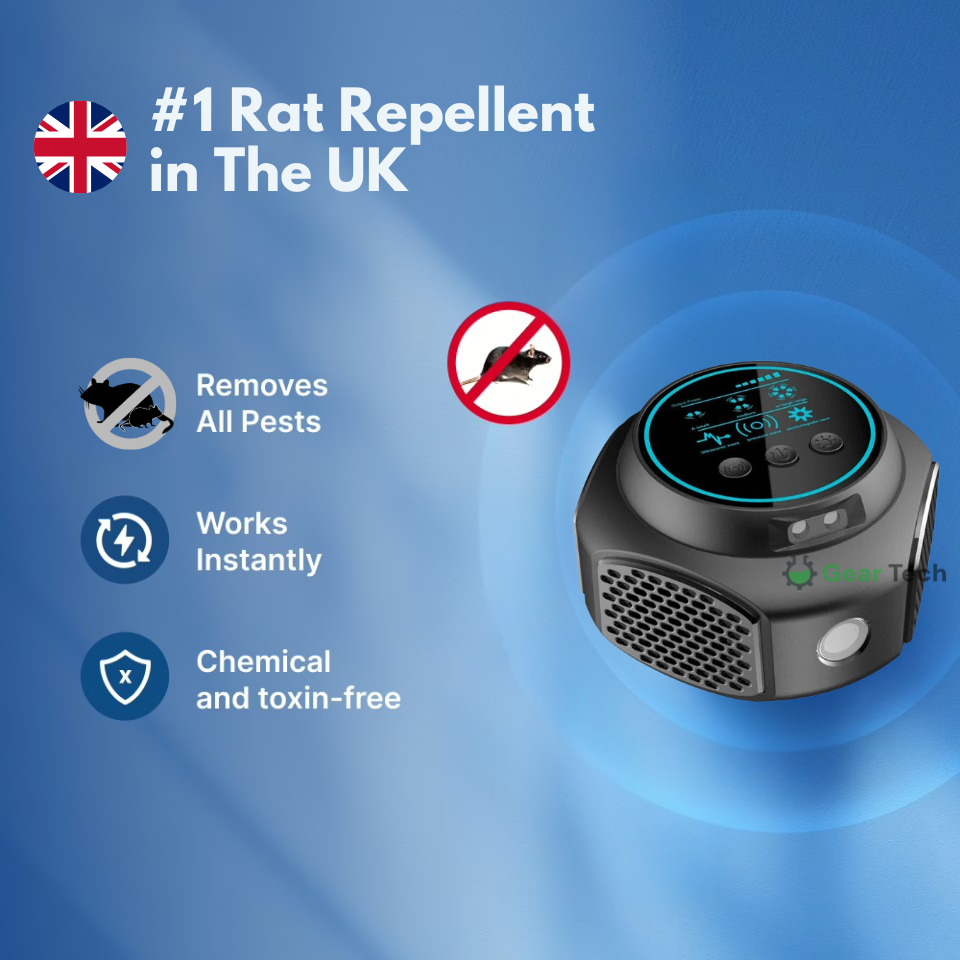 Répulsif ultrasonique efficace contre les rongeurs avec prise pour usage intérieur et extérieur – Sans produits chimiques, couverture jusqu'à 3200 pieds carrés
