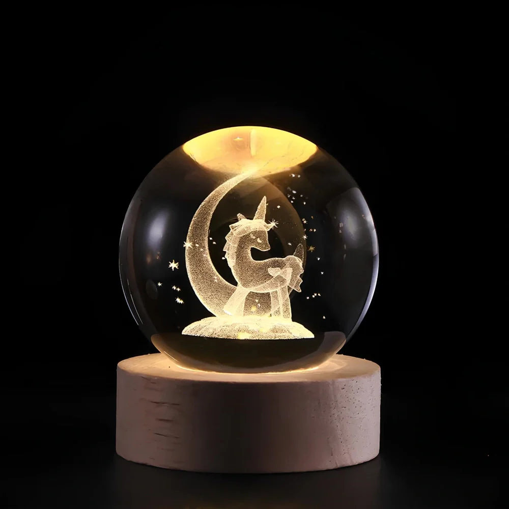 Sfera di cristallo 3D pianeta LED luminosa decorativa