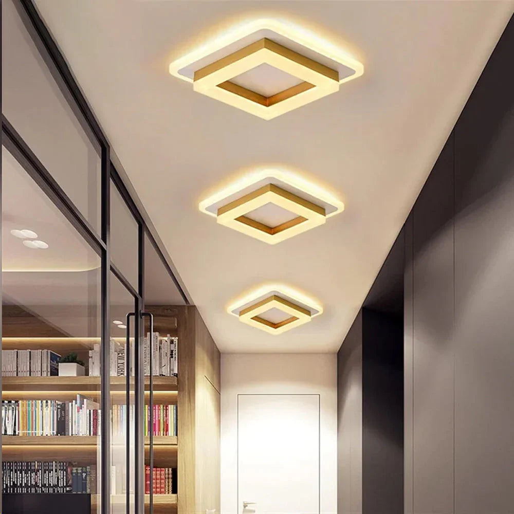 Ultradünne quadratische geometrische LED-Deckenleuchte im skandinavischen Stil