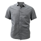 Camicia casual da uomo con colletto tinta unita manica corta