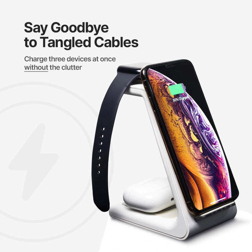Zaawansowana bezprzewodowa stacja szybkiego ładowania 3 w 1 - Idealny dla urządzeń Apple, Samsung, Watch i AirPods