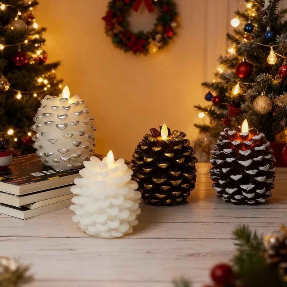 Candele rustiche a forma di pigna senza fiamma per decorazioni d’interni