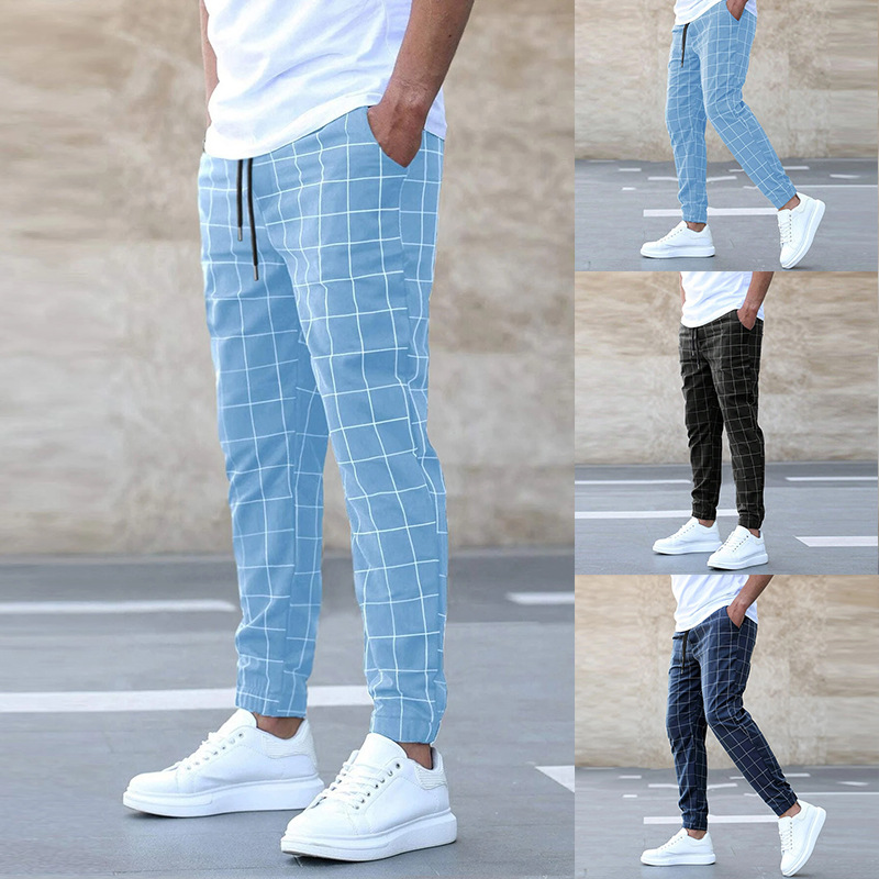 Pantaloni da uomo quotidiani stile scozzese elegante e casual