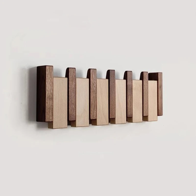 Appendiabiti da parete in legno versatile con ganci pieghevoli – stile pianoforte