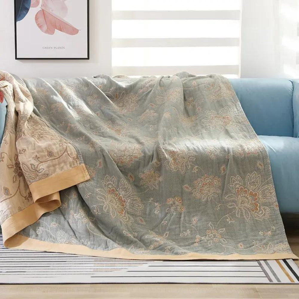 Modern breathable warm floral patterned decorative blanket