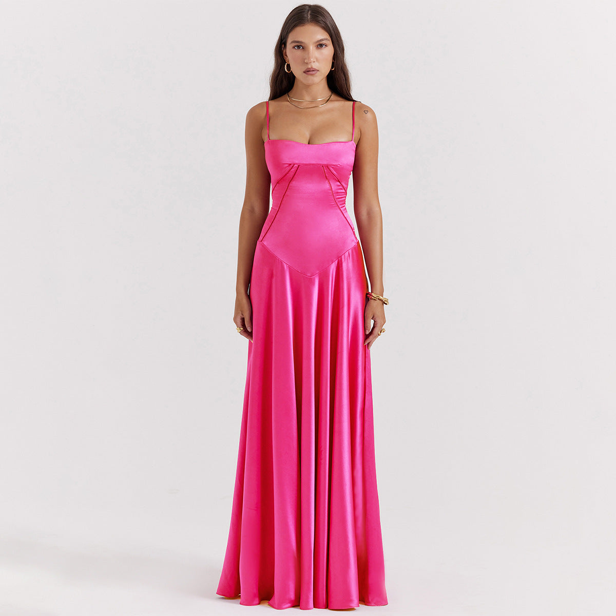 Robe maxi dos nu style corset pour soirée femme