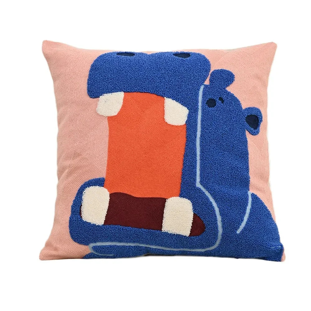 Decorative pillowcase with animal embroidery