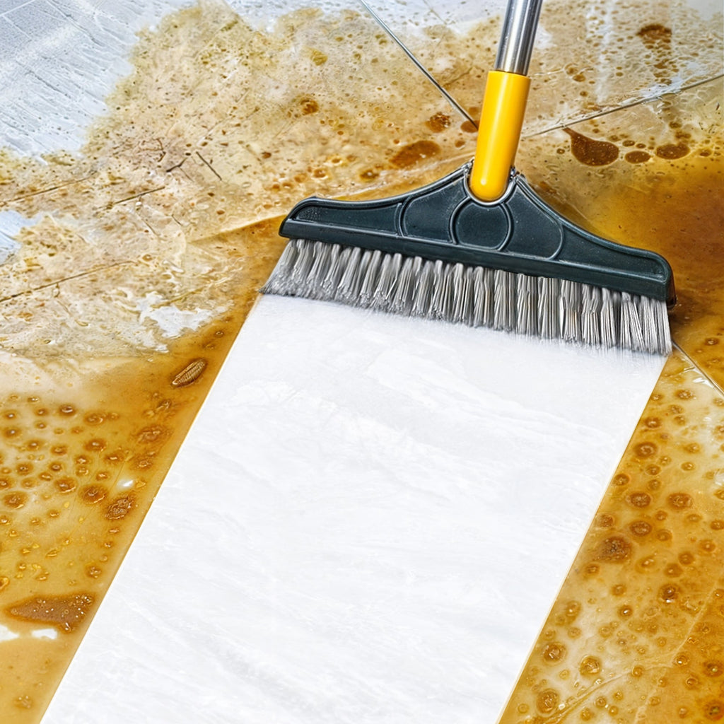 Spazzola per strofinare i pavimenti con testa rotante e raschietto