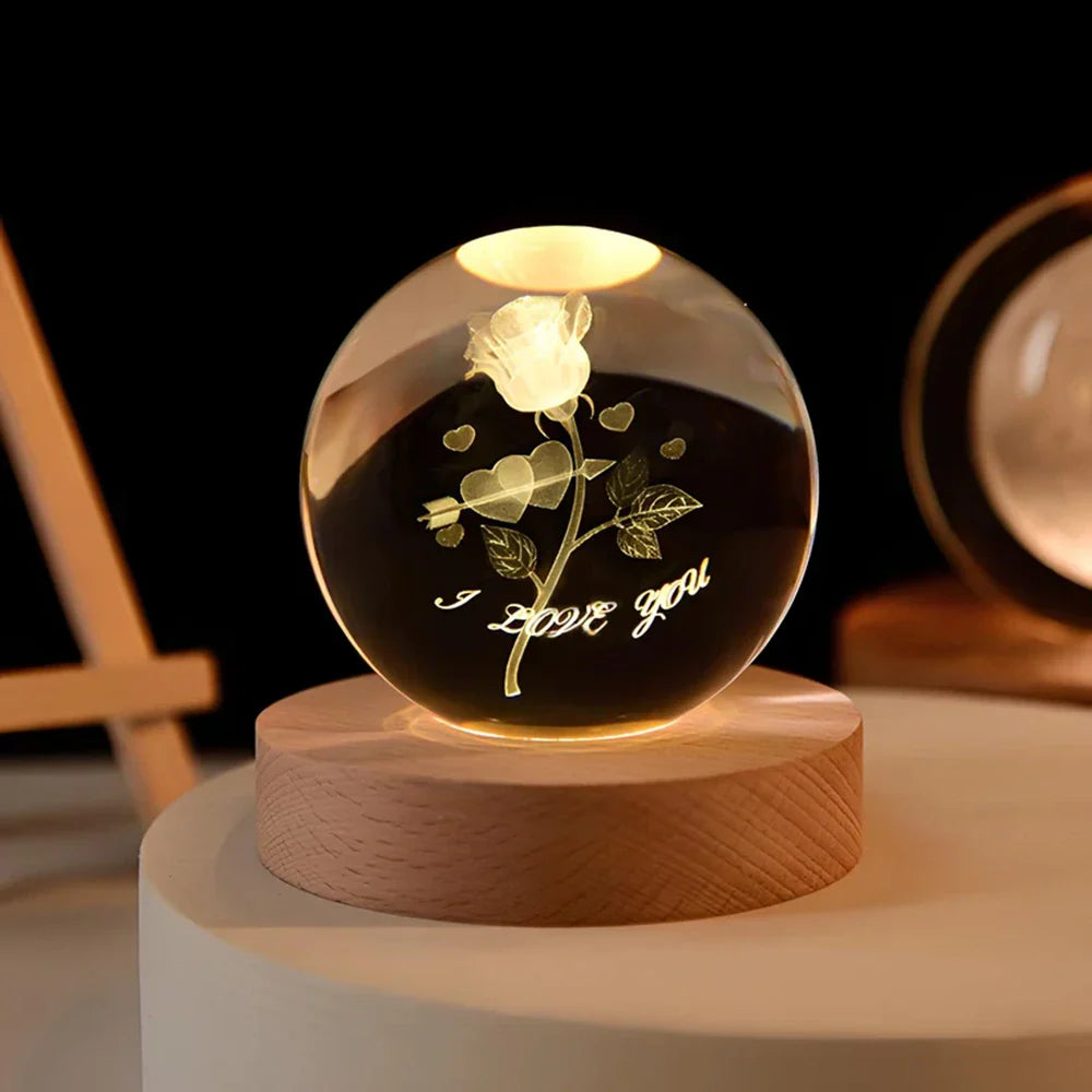 Sfera di cristallo 3D pianeta LED luminosa decorativa