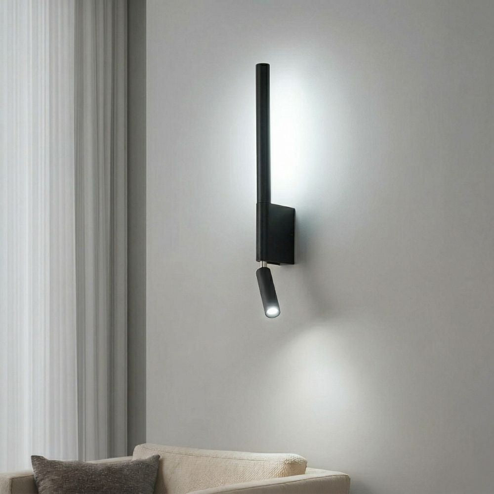 LED wall lamp with double light beam effect for living spaces