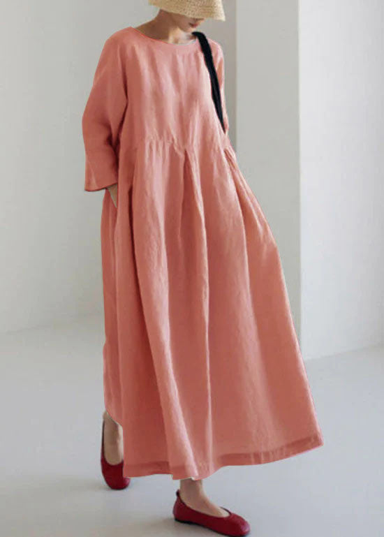 Women's Casual Patchwork Loose Midi Dress with Pockets