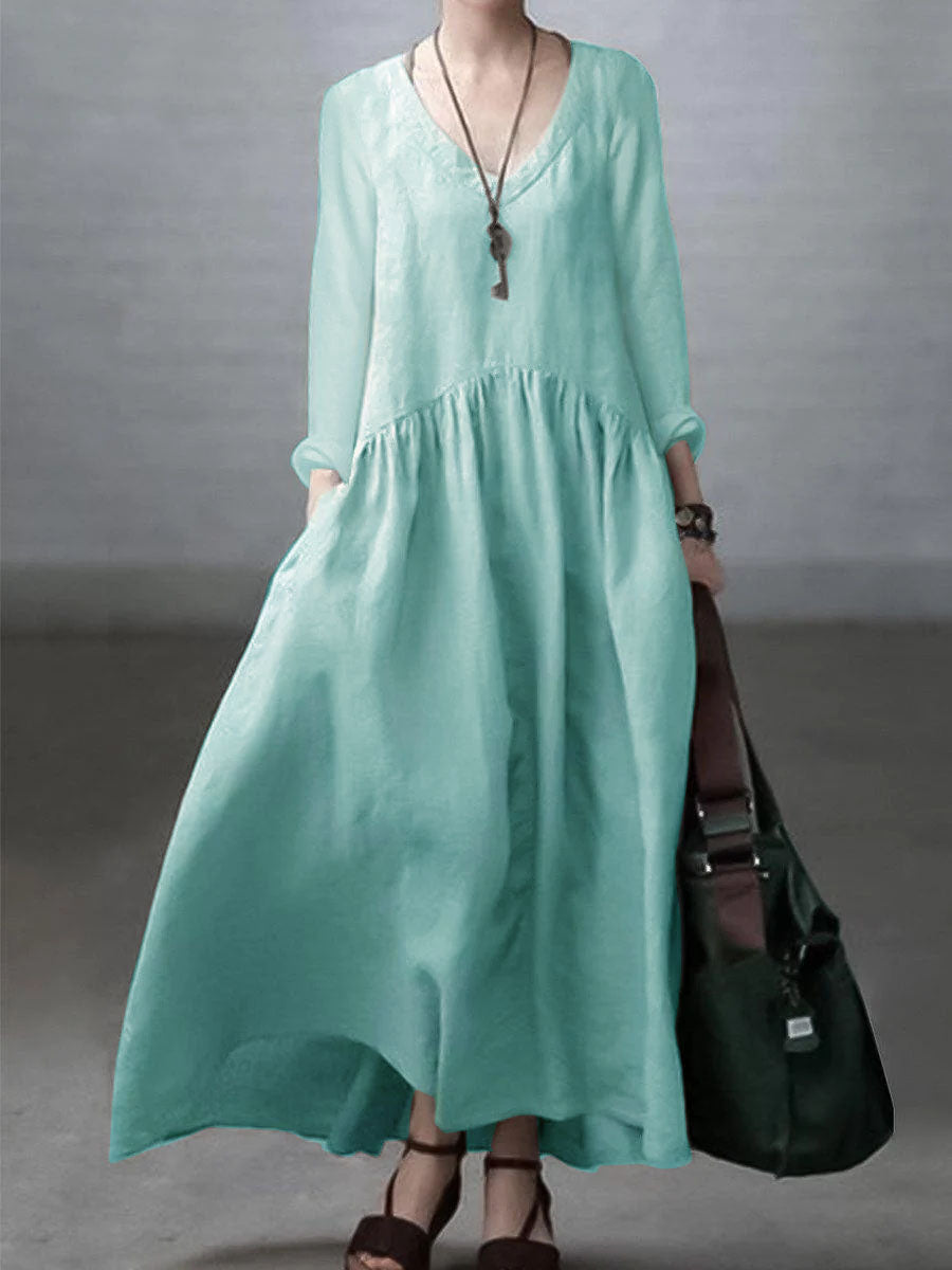 Vestito da donna casual maxi taglio ampio con scollo a V per tutti i giorni