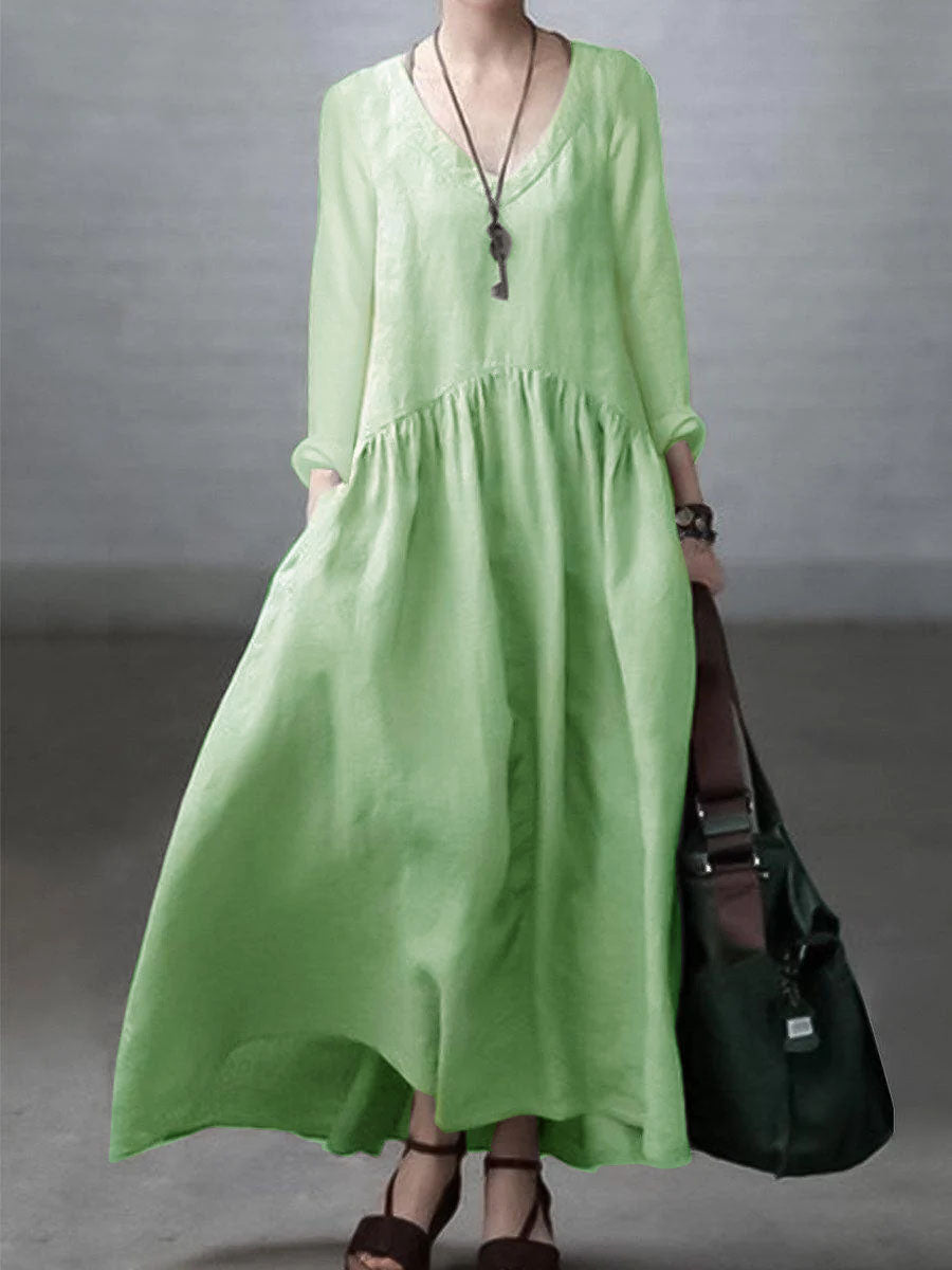 Vestito da donna casual maxi taglio ampio con scollo a V per tutti i giorni