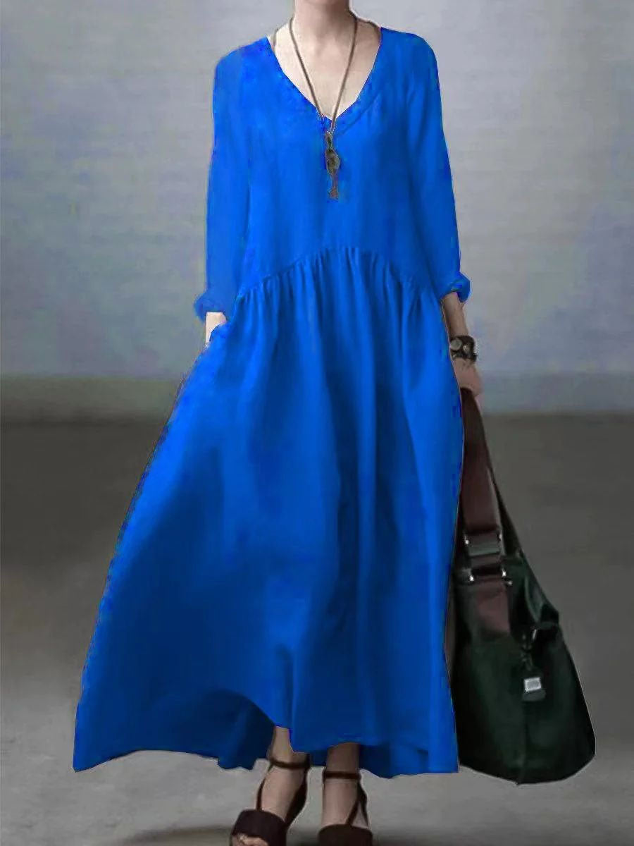 Vestito da donna casual maxi taglio ampio con scollo a V per tutti i giorni
