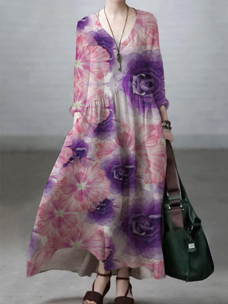 Vestito da donna casual maxi taglio ampio con scollo a V per tutti i giorni