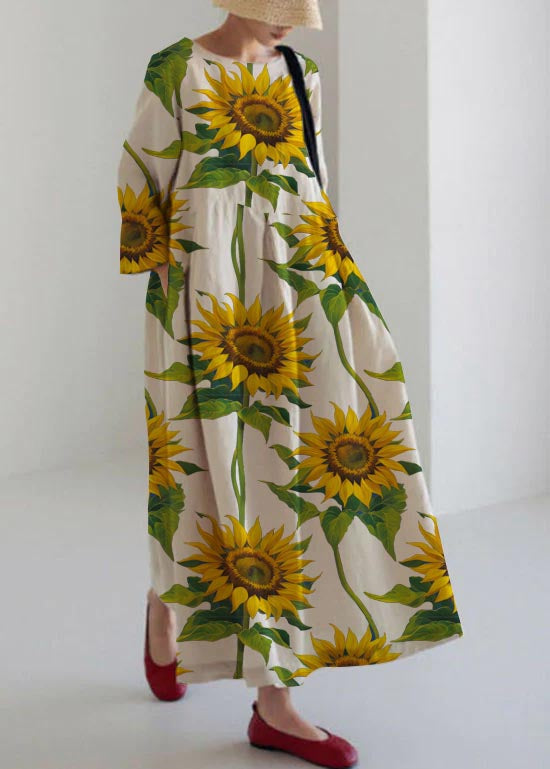 Women's Casual Patchwork Loose Midi Dress with Pockets